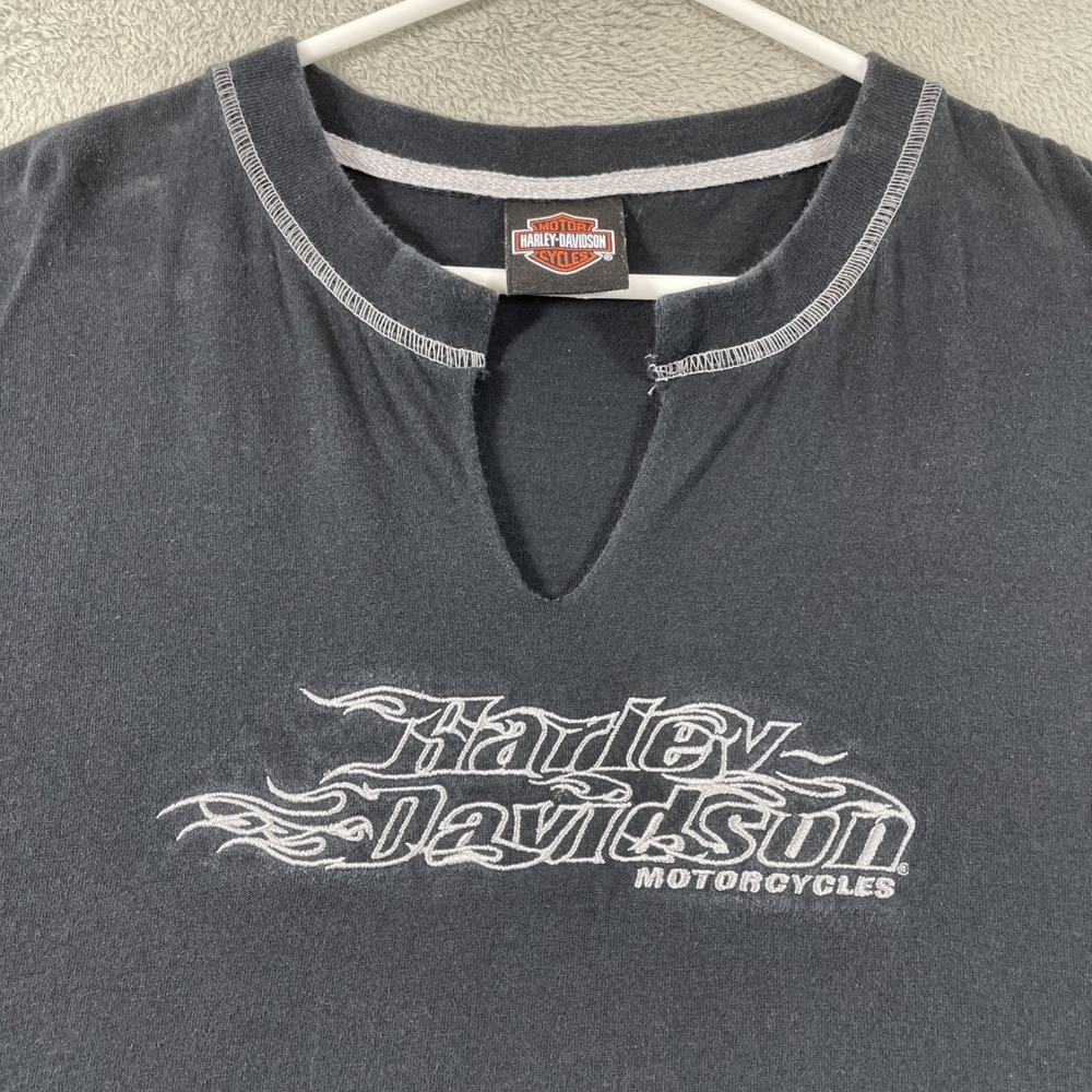 Harley Davidson Shirt Adult 3XL Black Motorcycle Biker Embroidered Short Sleeve - Picture 2 of 15
